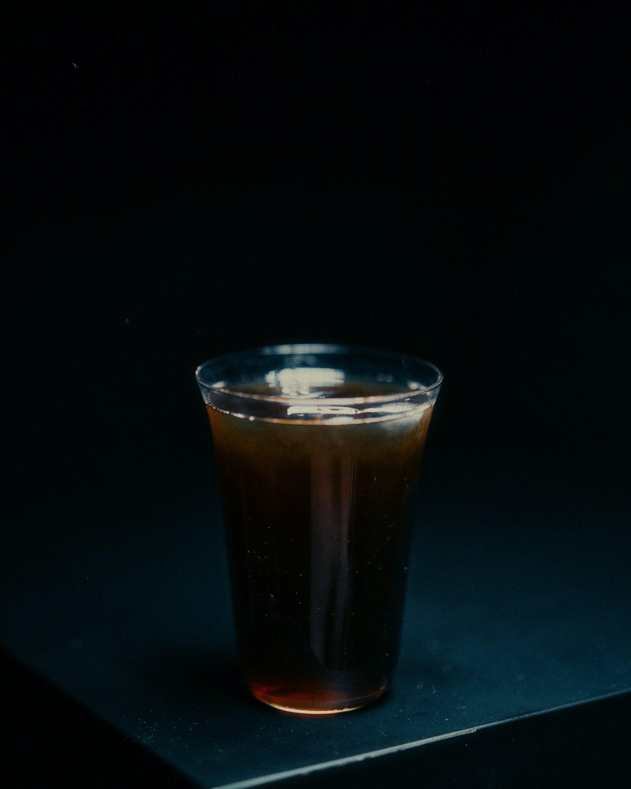 Black americano in a glass